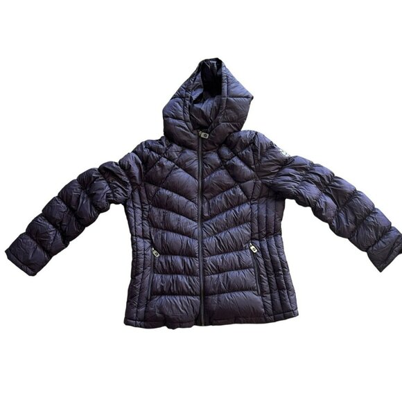 Michael Kors Womens Packable Down Jacket Size XL PURPLE Lightweight Hooded - Picture 1 of 5